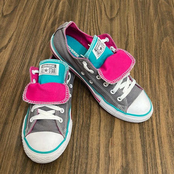 Converse Other - Converse Teal Gray Pink Chuck Taylor All Star Double Tongue Youth size 6